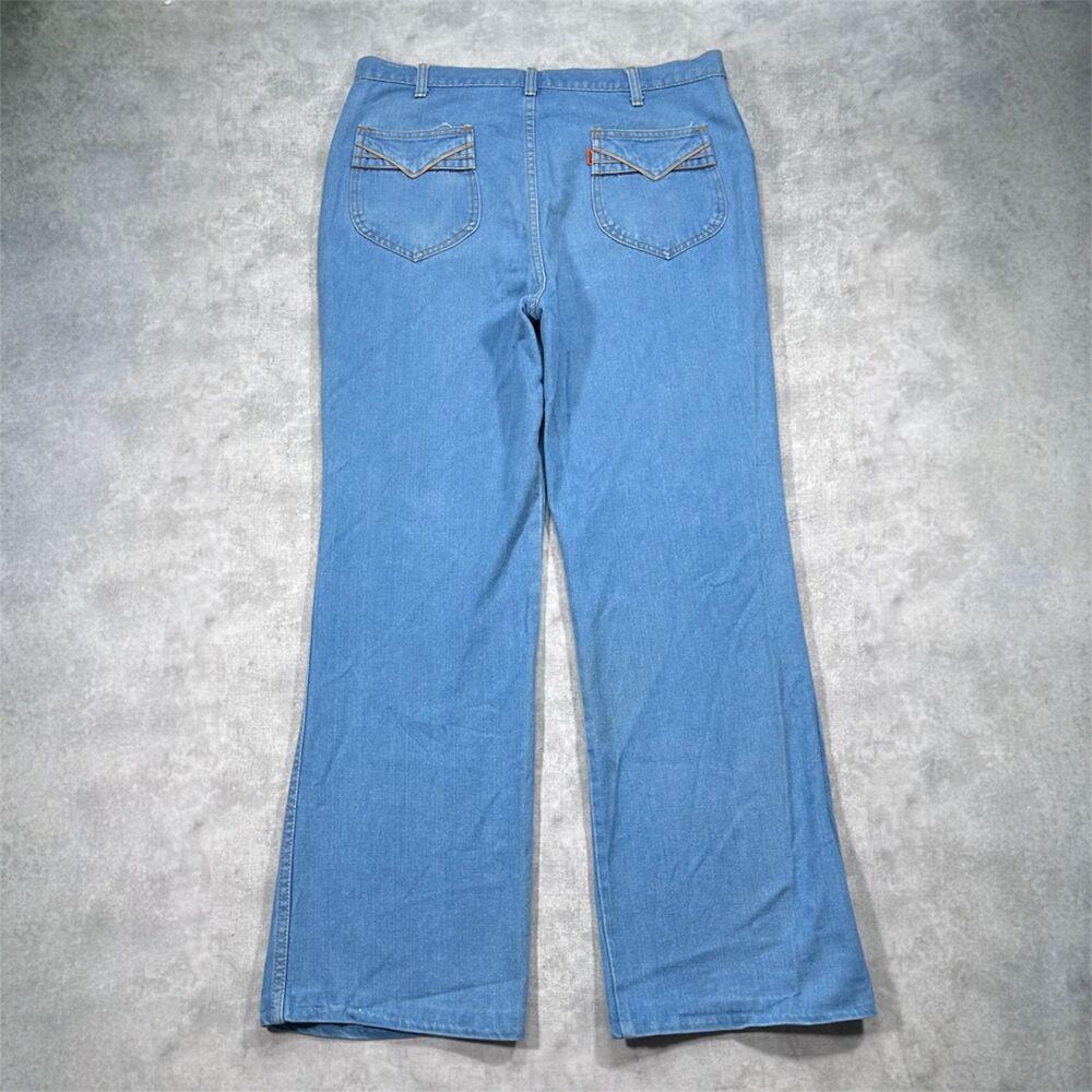 Vintage 70s Levi's Orange Tab Flare Bell Bottom Blue Jeans Men 36x30 Hemmed